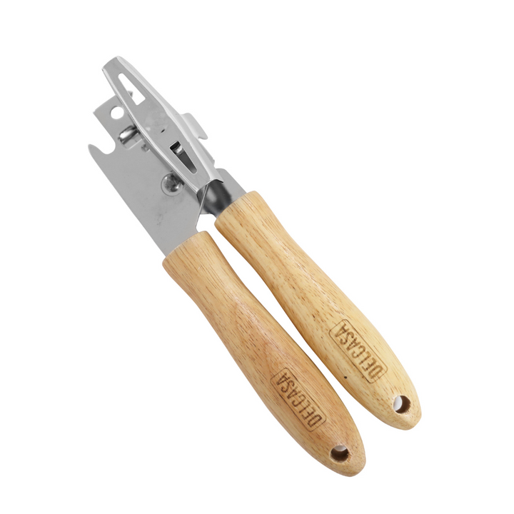 Stainless Steel Can Opener With Wooden Handle