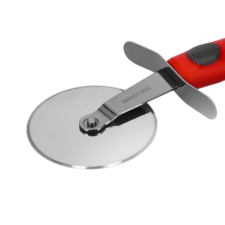 Stainless Steel Durable Pizza Cutter Silver and Red 21.5X7.5 CM