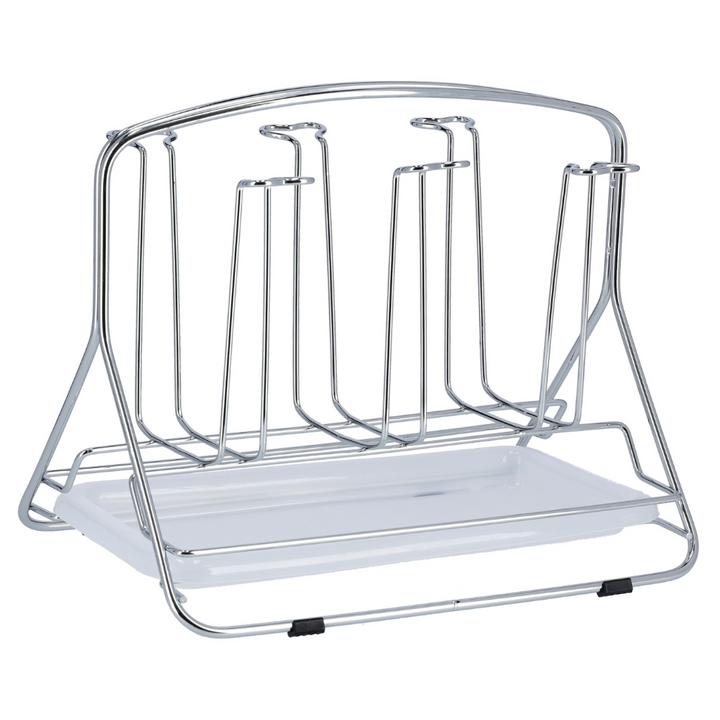 Stainless Steel Glass Rack With Tray  Glass Drainer Storage Drying Rack  6PCS in UAE