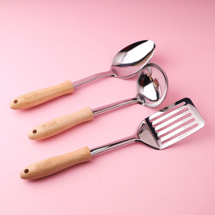 Stainless Steel Kitchen Tools Wooden Handle 3PCS