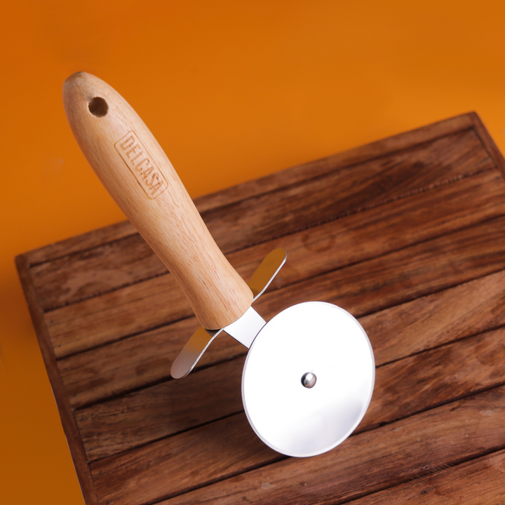 Stainless Steel Pizza Cutter With Wooden Handle