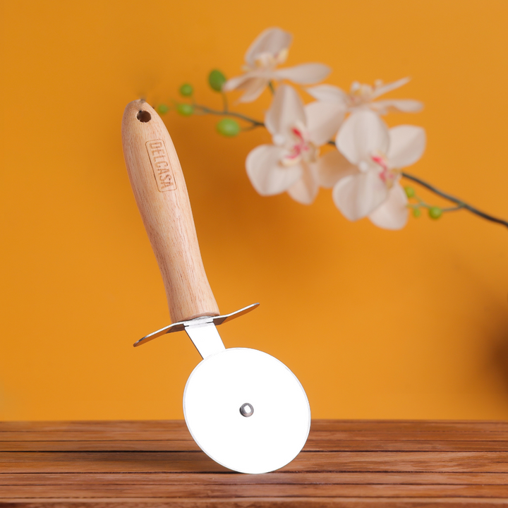 Stainless Steel Pizza Cutter With Wooden Handle