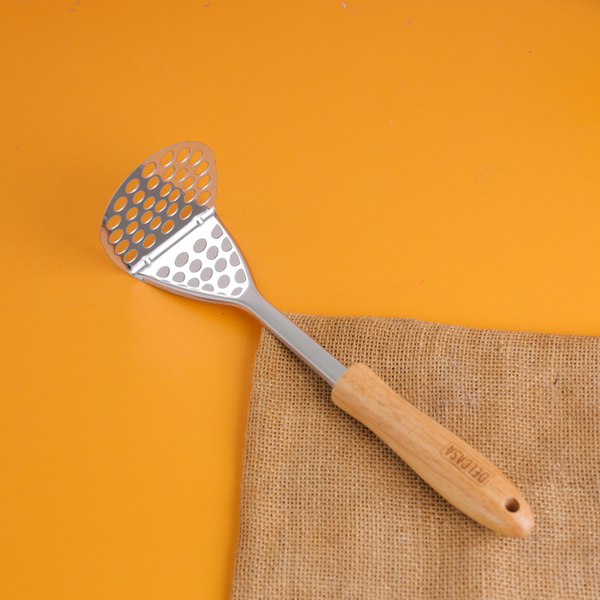 Stainless Steel Potato Masher With Wooden Handle