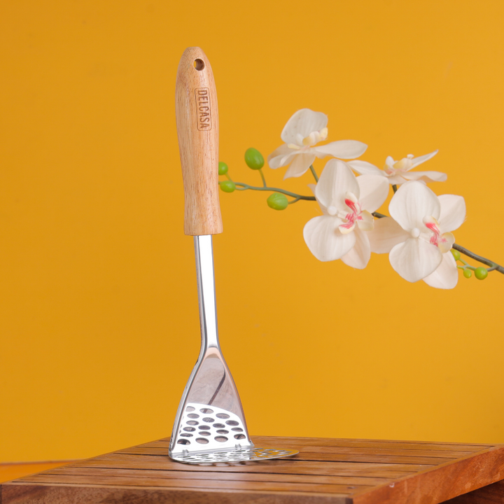 Stainless Steel Potato Masher With Wooden Handle