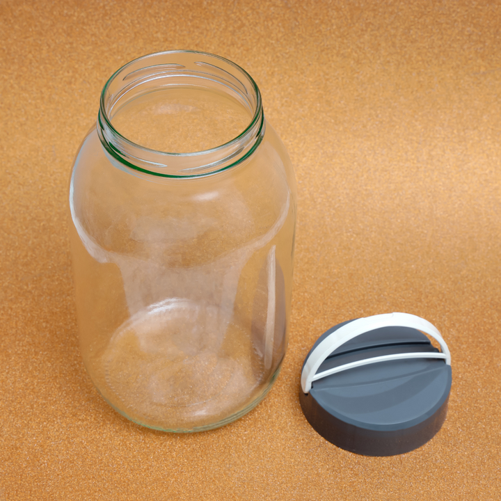 Transparent Glass Jar with Lid and Handle