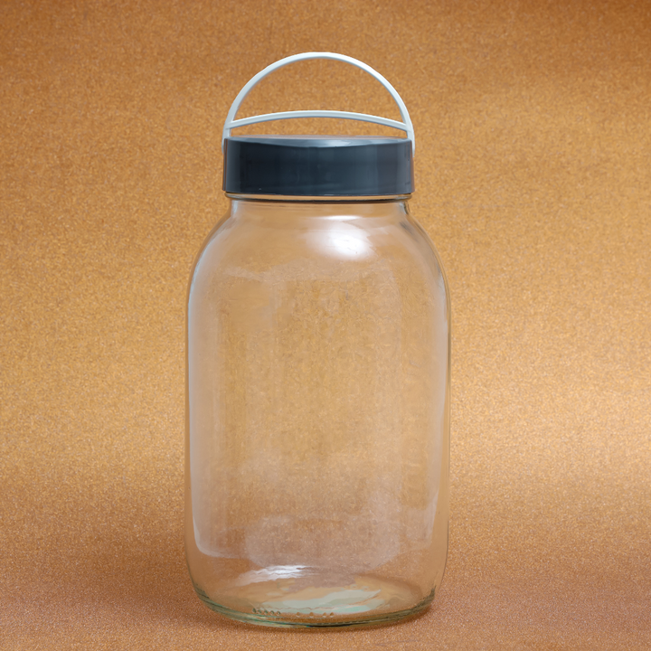 Transparent Glass Jar with Lid and Handle