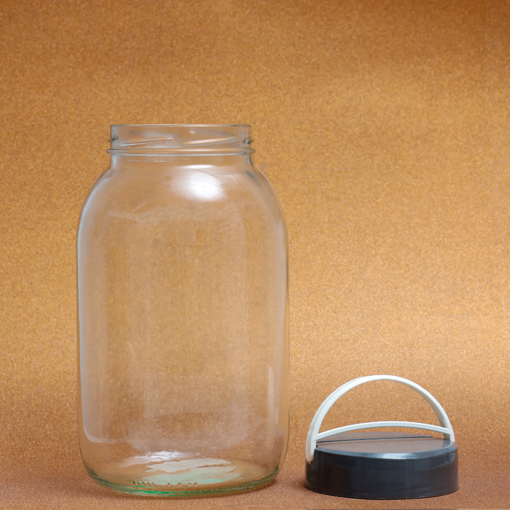 Transparent Glass Jar with Lid and Handle