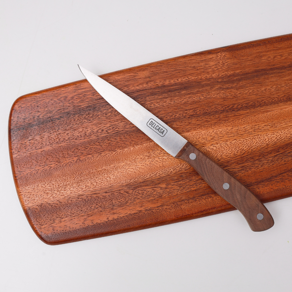 Utility Knife with Rust-Resistant Sharp Blade and Walnut Wood Handle  4.5 Inches
