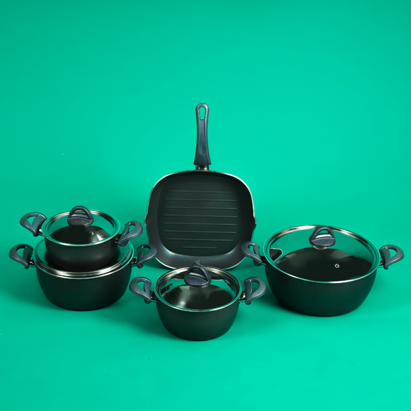 Wonder Chef Non-Stick Aluminium Cookware with Granite Coating Cookware Set of 9Pcs