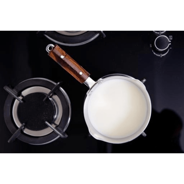 Aluminium Milk Pan with Wooden Handle and Pouring Spout - 18cm - Souk Al RasPots & Pans