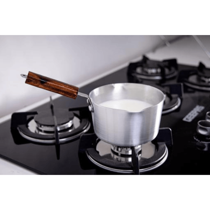 Aluminium Milk Pan with Wooden Handle and Pouring Spout - 18cm - Souk Al RasPots & Pans