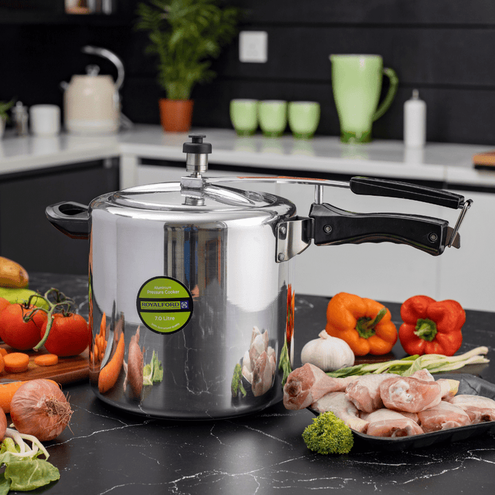 ALuminium Pressure Cooker 7L | Extra Gasket, Safety Valve | Durable, Comfortable Handles | Steaming, Cooking - Souk Al RasPressure Cookers & Canners