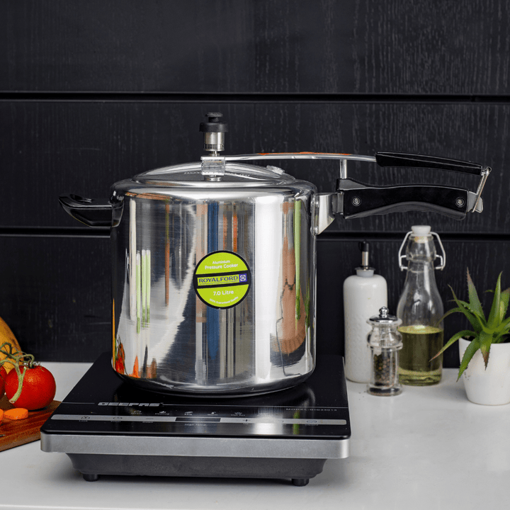 ALuminium Pressure Cooker 7L | Extra Gasket, Safety Valve | Durable, Comfortable Handles | Steaming, Cooking - Souk Al RasPressure Cookers & Canners