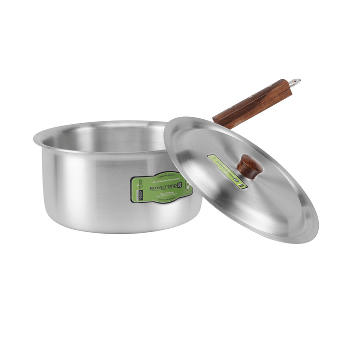 Aluminium Saucepan Set with Wooden Handle 10Pcs (16cm, 19cm, 21cm, 23cm, 26cm) - Souk Al RasCookware Sets