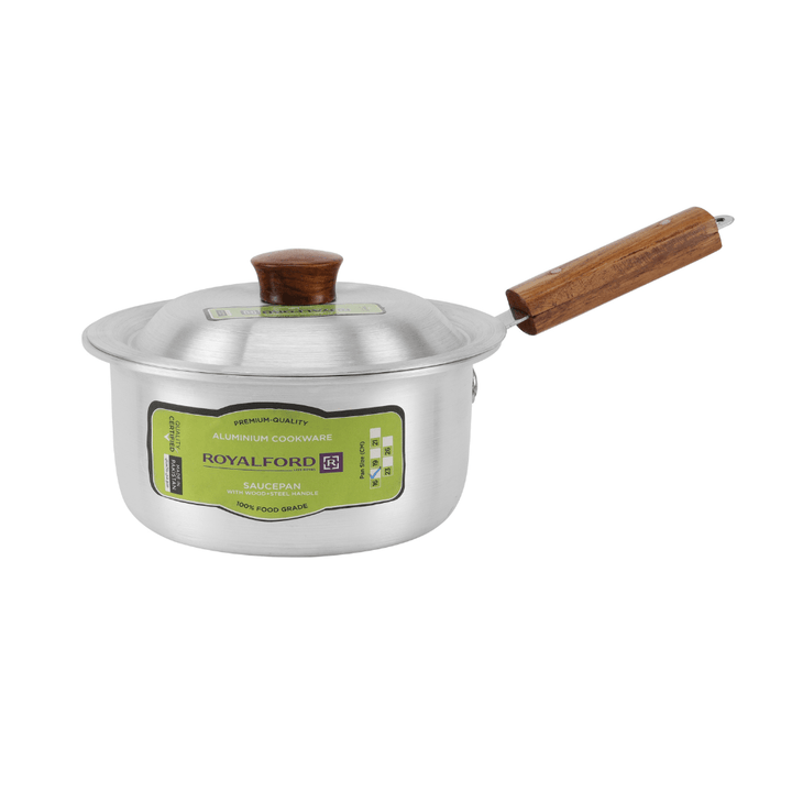 Aluminium Saucepan Set with Wooden Handle 10Pcs (16cm, 19cm, 21cm, 23cm, 26cm) - Souk Al RasCookware Sets