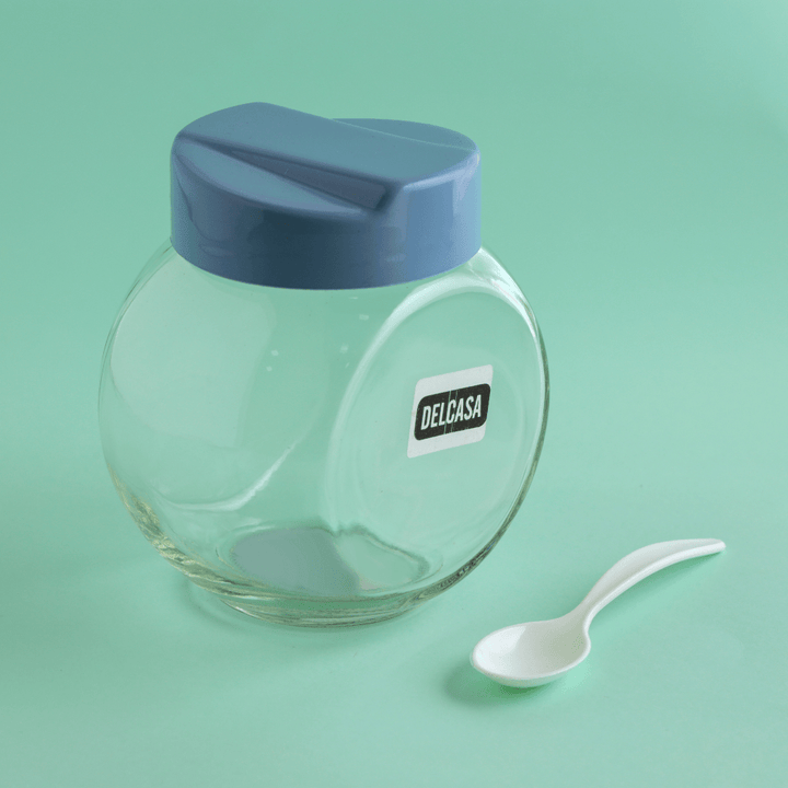 Aqua Double Bottom Glass Jar, Modern Style Organizer 500ML - Souk Al RasKitchen Accessories