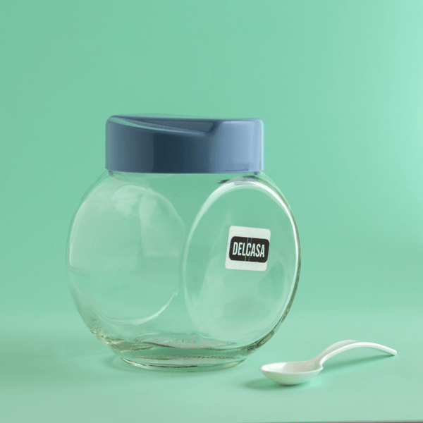 Aqua Double Bottom Glass Jar, Modern Style Organizer 500ML - Souk Al RasKitchen Accessories