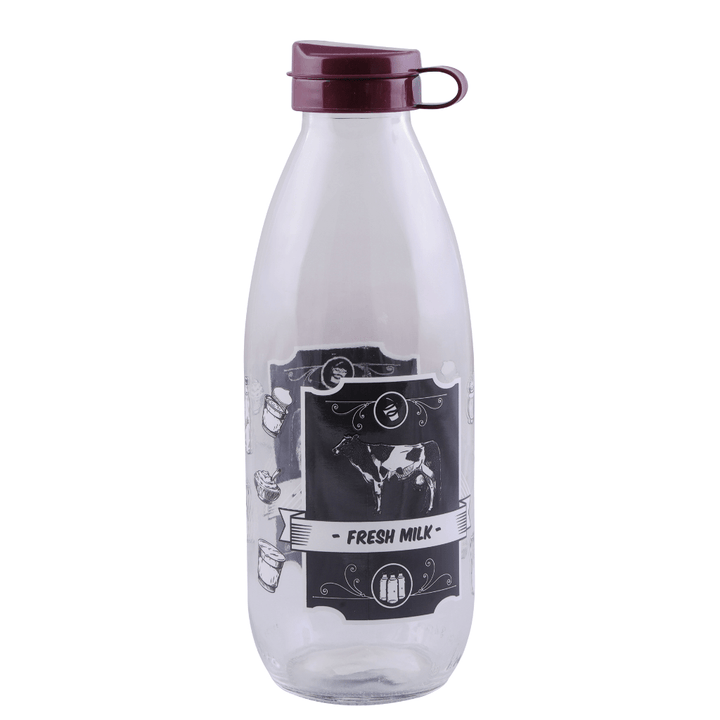 Aqua Glass Milk Bottle, Juice Bottle with Lid, Reusable Dairy Bottles 1000ML - Souk Al RasWater Bottles