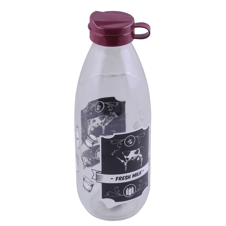 Aqua Glass Milk Bottle, Juice Bottle with Lid, Reusable Dairy Bottles 1000ML - Souk Al RasWater Bottles