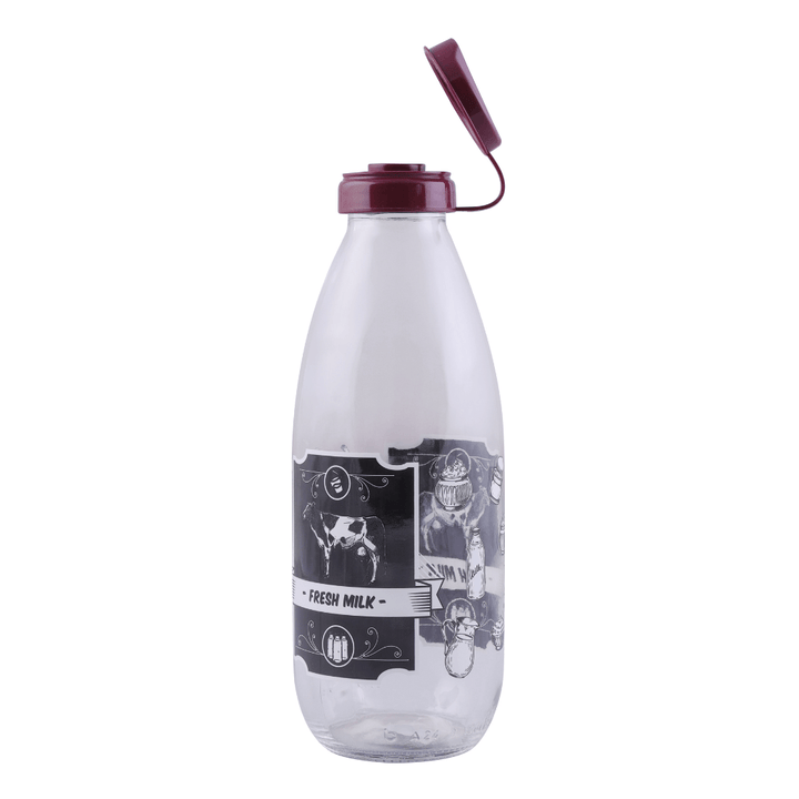 Aqua Glass Milk Bottle, Juice Bottle with Lid, Reusable Dairy Bottles 1000ML - Souk Al RasWater Bottles