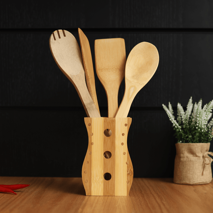 Bamboo Kitchen Tool Set 5 Piece|Easy to clean and maintain - Souk Al RasKitchen Tools