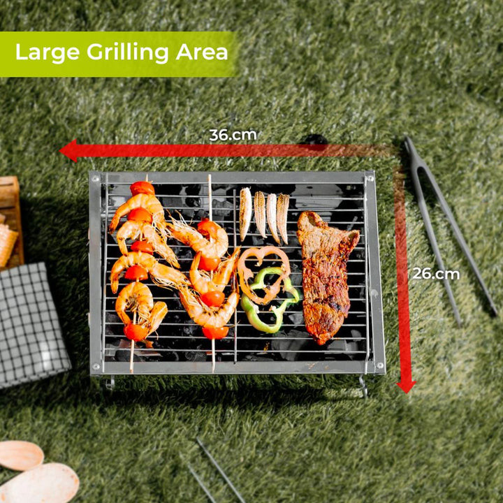 Barbecue Stand with Grill, Durable Stainless - Steel BBQ 36x26x17CM - Souk Al RasCamping Tools