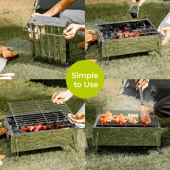 Barbecue Stand with Grill, Durable Stainless - Steel BBQ 36x26x17CM - Souk Al RasCamping Tools