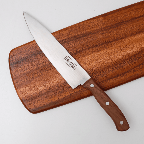 Chef Knife, Sharpe Stainless Steel Blade, Walnut Wood Handle 20CM - Souk Al RasCutlery & Flatware