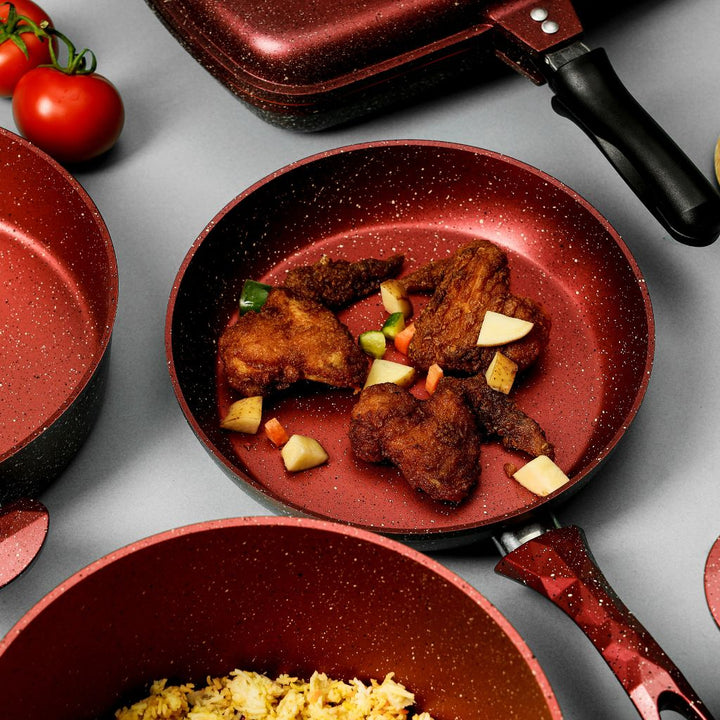 Chef Mark Granite Coated Cookware Set, Forged Aluminum & Tempered Glass 9 - Piece - Souk Al RasCookware Sets