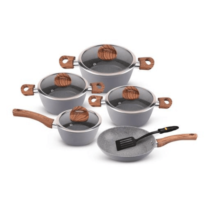 Chef Master Forged Aluminium Cookware Set with 5 Layers Granite Non - Stick Coated 10 PCS - Souk Al RasCookware Sets