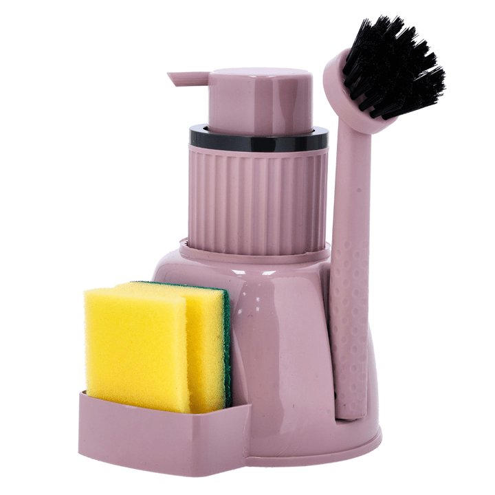 Cleaning Set, Dish Soap Dispenser Pump with Kitchen Scrub Brushes 3in1 - Souk Al RasAccessories