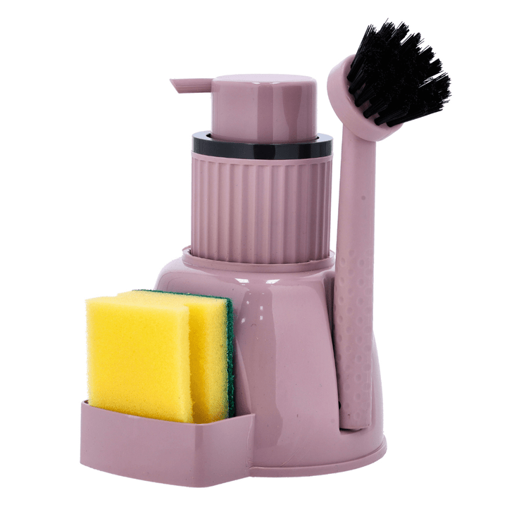 Cleaning Set, Dish Soap Dispenser Pump with Kitchen Scrub Brushes 3in1 - Souk Al RasAccessories