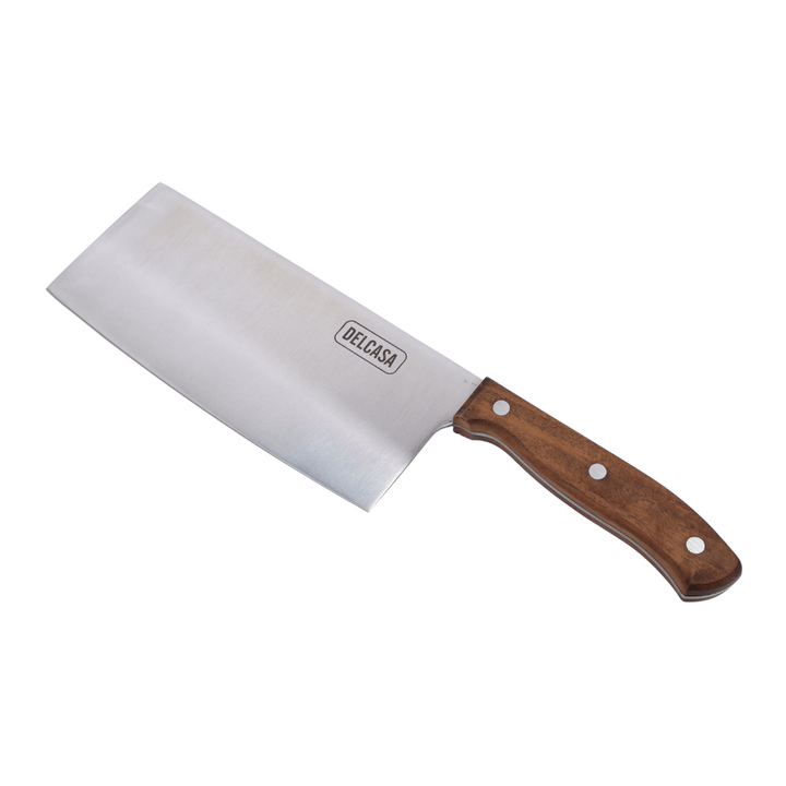 Cleaver Knife, Sharpe Stainless Steel Blade, Walnut Wood Handle 19CM - Souk Al RasCutlery & Flatware