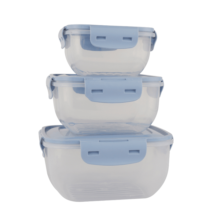 Cook & Lock Square Container Set, Leak Proof Lid, 3Pcs (500, 900, 1500ML) - Souk Al RasFood Containers & Lunch Boxes