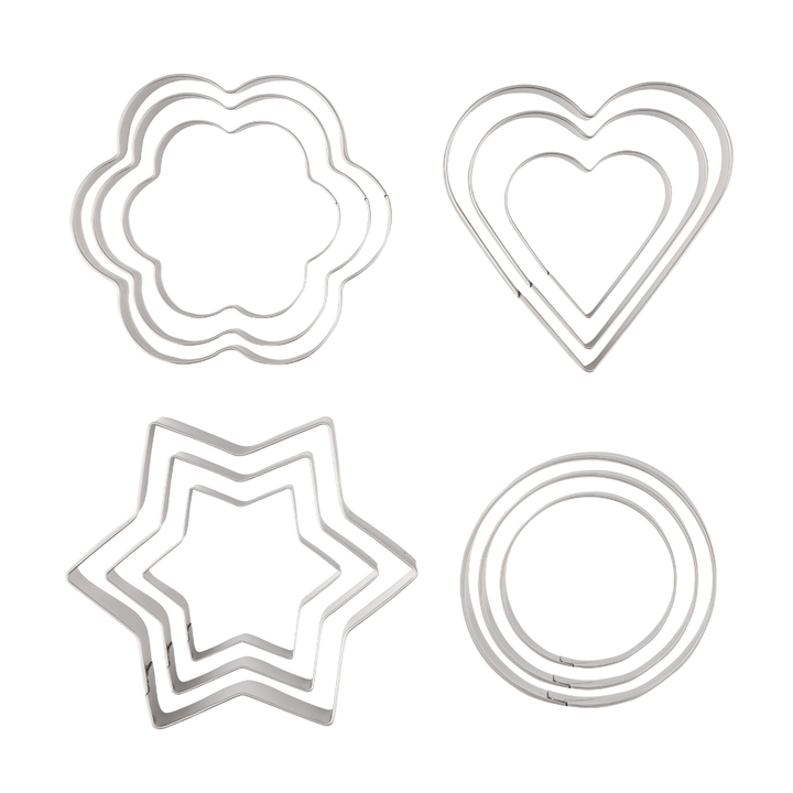 Cookie Cutter Set, Heart, Flower, Star, and Round Shaped Cutters 12Pcs - Souk Al RasDecorating Tools & Accessories