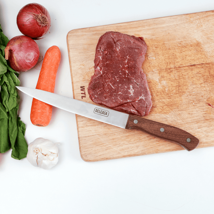 Craving Knife, Sharpe Stainless Steel Blade, Walnut Wood Handle 20CM - Souk Al RasCutlery & Flatware