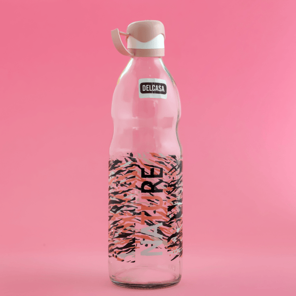 Decorated Glass Water Bottle with Hanging Lid 1000ML - Souk Al RasWater Bottles