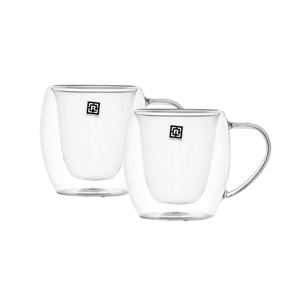 Double Wall Mug Set Borosilicate Glass Cups 300ml - Souk Al RasCups & Mugs