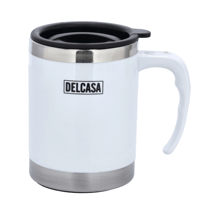 Double Wall Stainless Steel Insulated Coffee Mug with Handle, 400ML - Souk Al RasDrinkware