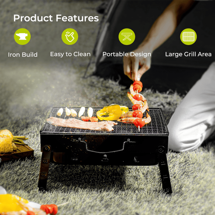 Foldable Barbecue Charcoal Grill Stand with Iron Construction - Souk Al RasBBQ Grills