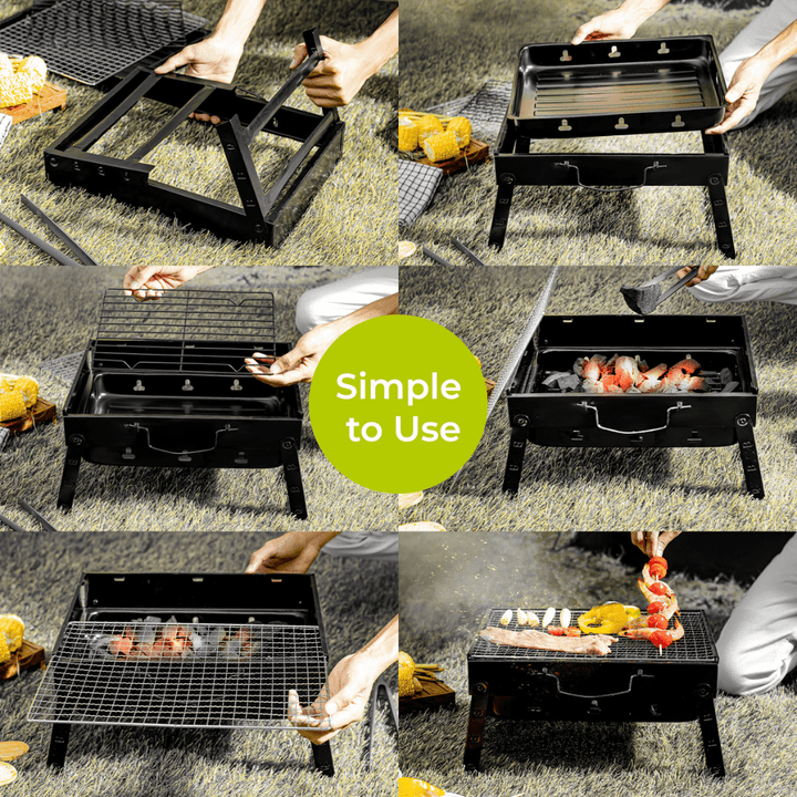 Foldable Barbecue Charcoal Grill Stand with Iron Construction - Souk Al RasBBQ Grills