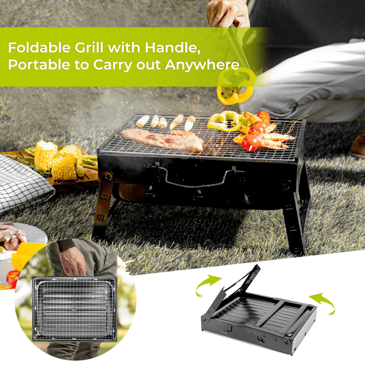 Foldable Barbecue Charcoal Grill Stand with Iron Construction - Souk Al RasBBQ Grills