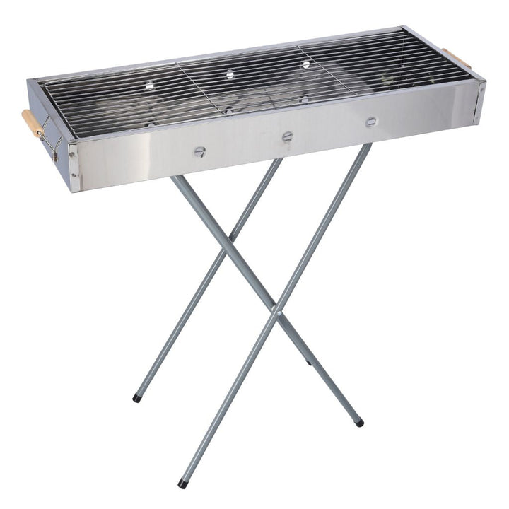 Foldable Portable Stainless Steel Barbecue Stand with Larger Grilling Area - Souk Al RasBBQ Grills