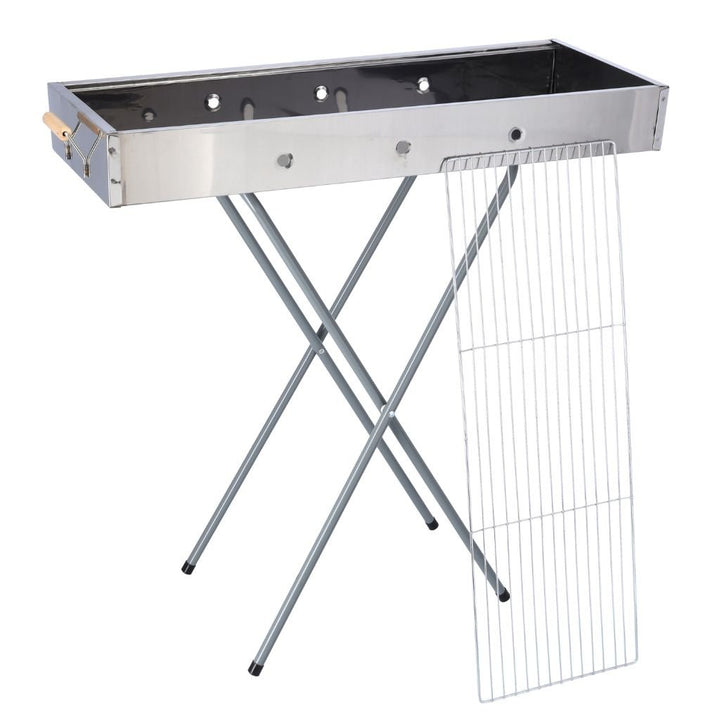 Foldable Portable Stainless Steel Barbecue Stand with Larger Grilling Area - Souk Al RasBBQ Grills