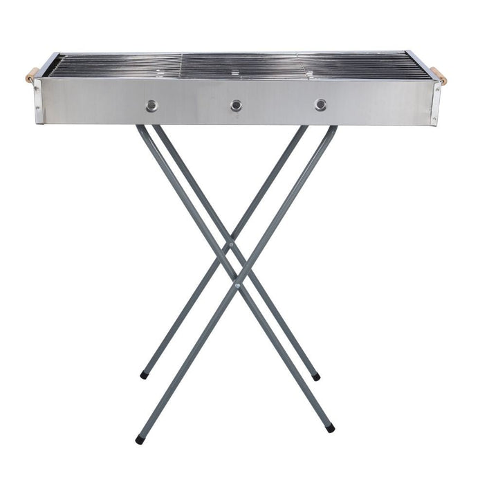 Foldable Portable Stainless Steel Barbecue Stand with Larger Grilling Area - Souk Al RasBBQ Grills