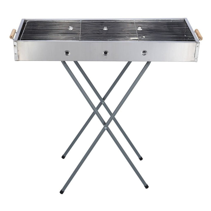 Foldable Portable Stainless Steel Barbecue Stand with Larger Grilling Area - Souk Al RasBBQ Grills