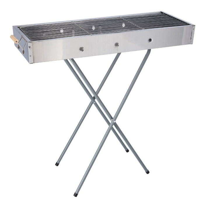 Foldable Portable Stainless Steel Barbecue Stand with Larger Grilling Area - Souk Al RasBBQ Grills