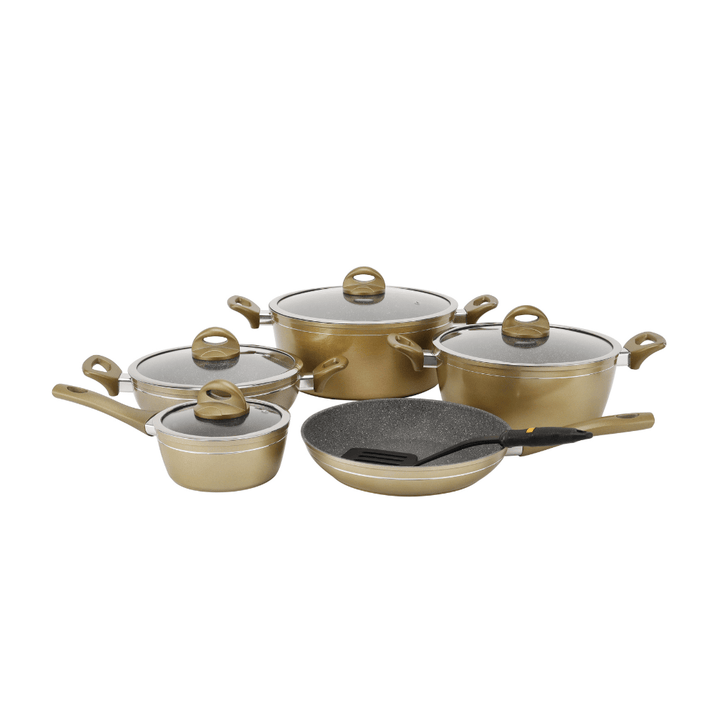 Forged Aluminium Non - Stick Pots & Pans, Cookware Set of 10Pcs - Souk Al RasCookware Sets