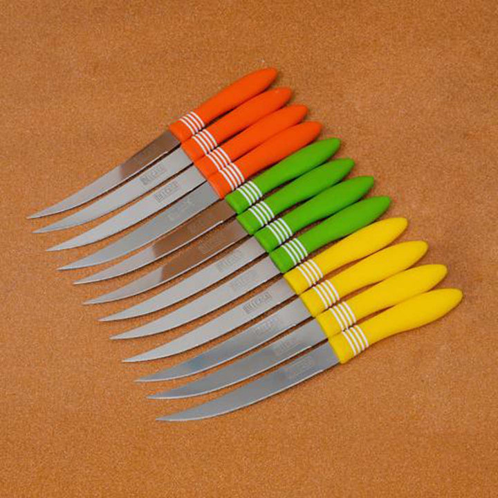 Fruit Knife Set, 12pcs Ultra Sharp Stainless Steel & Polymer Handle, Dishwasher Safe, for Cutting Fruits & Veggies - Souk Al RasKitchen Knives