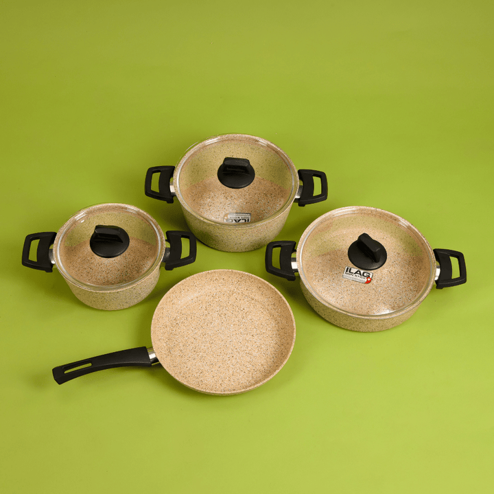 Gabbro Granite Coated Cookware Set, Aluminium Pot and Pan 7pcs - Souk Al RasCookware Sets